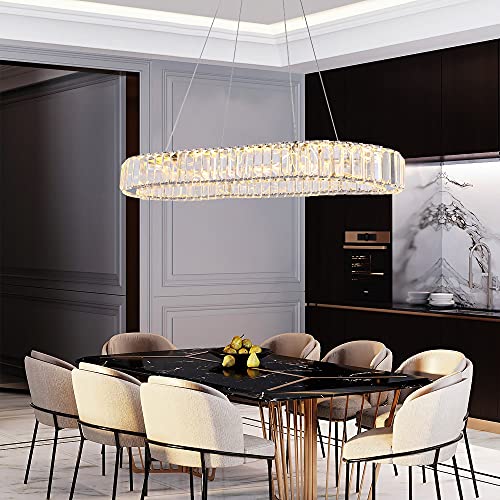 Lustre pendente moderno de cristal grande com luzes de LED, lustres de luxo com lustres LED, lâmpada