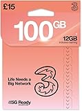 THREE pay as you go SIM Card UK & ROAM FREE in over 70 destinations - comes with £15 Bundle - 30 GB + Unltd Texts & Mins - ROAMING ALLOWANCE 12GB (3 £15 CREDIT)