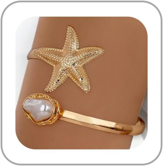 Gold Arm Cuff Bracelet for Women Gold Pearl Arms Cuff Upper Arm Cuffs Bangle Bracelet Minimalist Armband Arms Cuffs Jewelry for Women