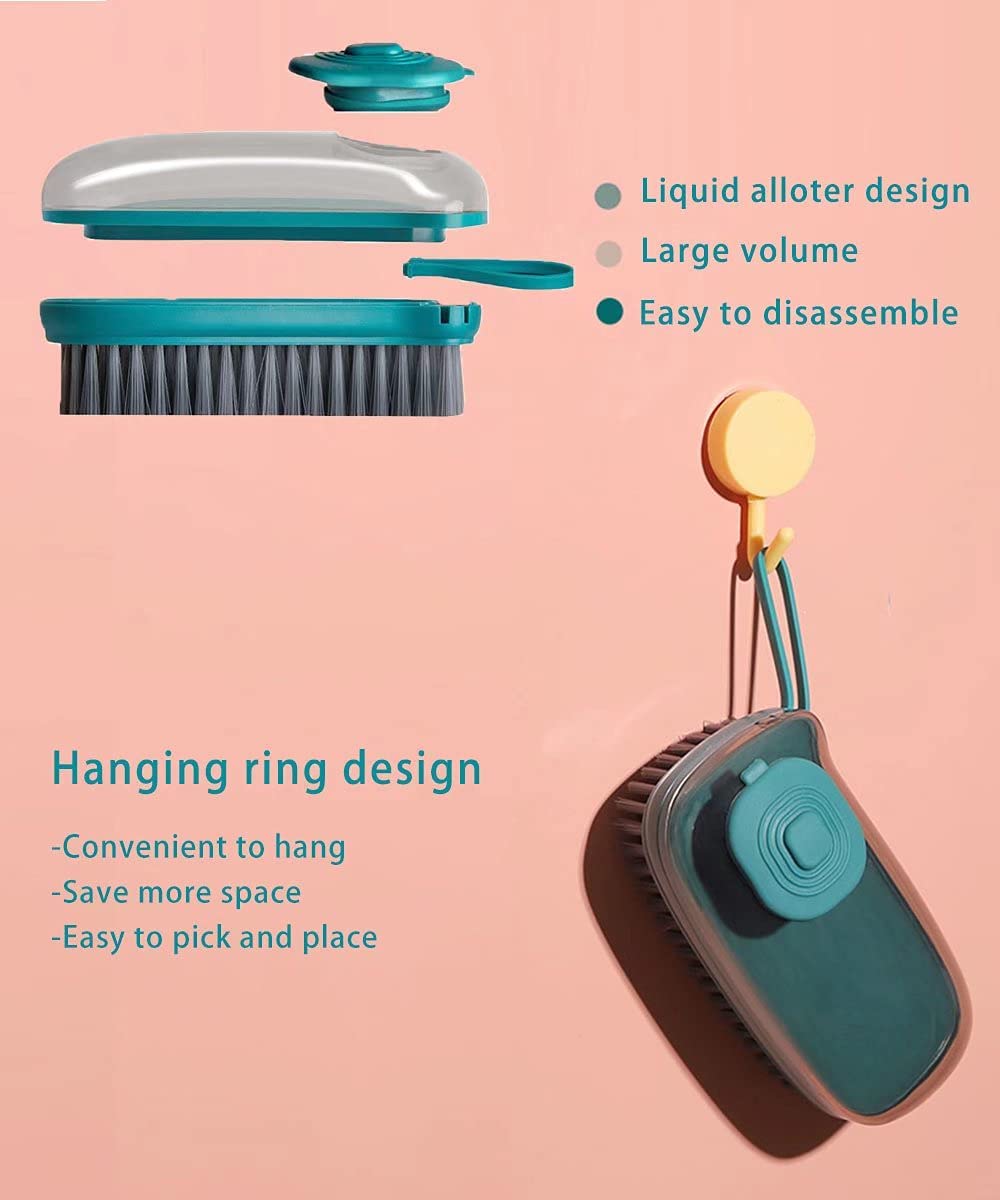 K MORE PROFESSIONAL Soap Dispenser Scrub Cleaning Brush Set Household Cleaning Tools Washing Brush for Laundry Cloth Shoe, Good Scrubber Cleaner for Bathroom Kitchen Tub Shower Sink Carpet 3