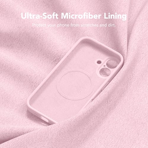 Image of Magnetic for iPhone 16 Plus Case, Compatible with MagSafe, [Full Camera Protection][Screen Protector] Silicone Shockproof Protective Phone Case for iPhone 16 Plus 6.7 inch, Chalk Pink