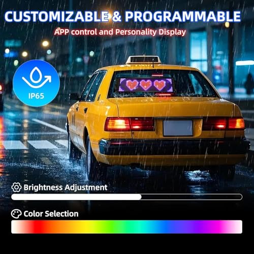 Image of Programmable LED Matrix Panel for Advertising & DIY Use, 6.81 inchx2.76 inch Small Screen Animation 5V LED Sign for Car Business Shop Bar Party Festival Home Decor,App & Remote Control