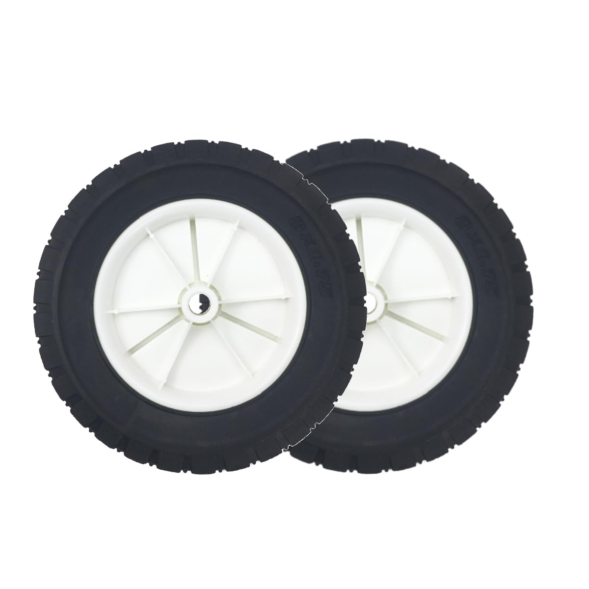 Coppia di Ruote Universali in Gomma da 200mm (8 Pollici) Set di 2 Ruote da 1.2kg per Tagliaerba, Barbecue e Carrelli, Foro da 12,8mm (1/2 Pollice) Stabili e Silenziose