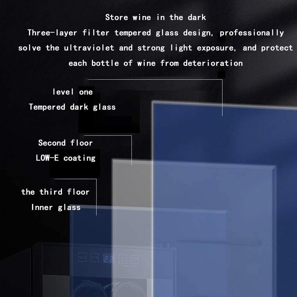 12 BottleWine Cabinet, Free-Standing Cooler, Red/White Wine, Beer and Champagne Cellar, Digital Temperature Display, Tempered Glass Door, Black