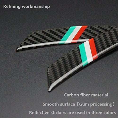 Biznon Set of 4 Car Styling Reflective Carbon Fibre Wheel Eyebrow Anticollision Protect Fender Wheel Edge Strip Sticker Designed to fit all cars Red/White/Geen