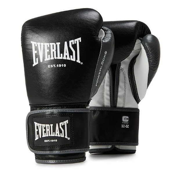 Everlast Powerlock OG Zaawansowane rękawice bokserskie 400 ml, czarne/białe rękawice bokserskie do toreb, pracy z rękawiczkami i sparingiem, system rzepów, EverDri, technologia pianki C3, ergonomiczny