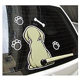 Fochutech Car Auto Body Sticker Dog Wags Tail Rear Windshield Window Wiper Self-Adhesive Side Truck...
