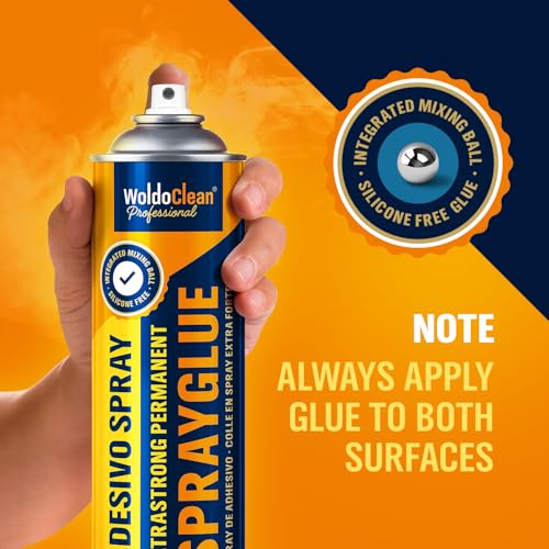Miniatura 4 de Woldoclean Adhesivo En Spray Para Techo De Coche Y Espuma - 500ml Pegamento Spray Extra Fuerte, Resistente Al Calor Y Transparente, Secado Rápido Para Tela, Fieltro, Cuero Y Madera