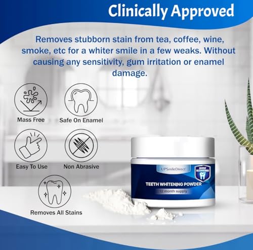 UPSmileDirect Teeth Whitening Powder - 1 Year Supply | Dentist Approved | Enamel-Safe & Sensitivity-Free | Cool Mint Flavour | Removes Years of Stains - 3