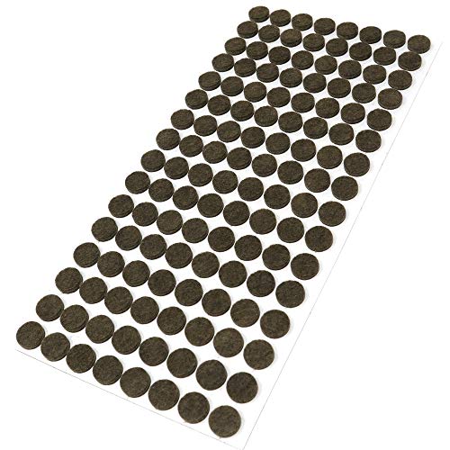 Adsamm® / 128 x deslizantes de Fieltro autoadhesivos/Marrón/ø 12 mm/Redondo/Deslizantes de Fieltro para Muebles de 3,5 mm de Grosor/Deslizantes para Muebles y Suelos