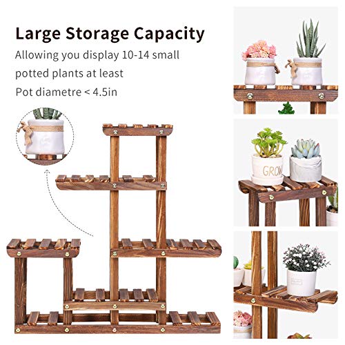 Unho Succulent Plant Stand Indoor: Pine Wood Window Shelf 5 Tiered Display Rack Holder For Small Flower Pots Plants Herbs Home Garden Decors #TOP5