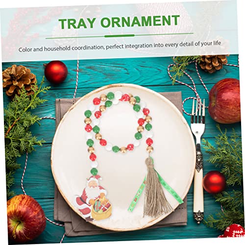 Cuentas navideñas con carrusel de madera y borla elegante para fiestas juego de 5 6