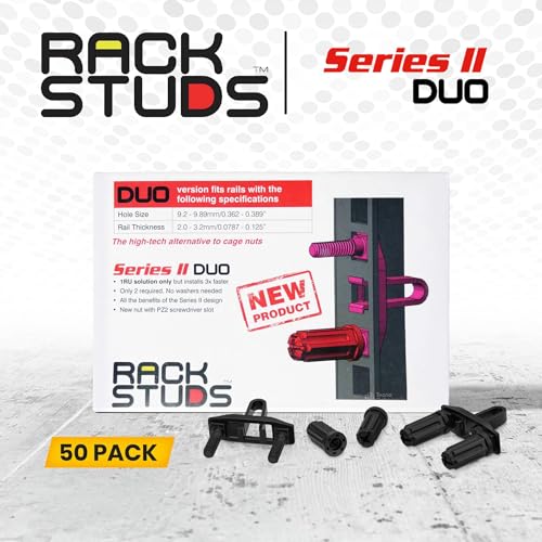 Image of DUO50 1RU Series II Rack Mount Solution - Effortless Alternative to Traditional Rack Screws and Cage Nuts & Server Rack Screws Ideal for Server Hardware Setup - 50 Pack, Universal Version