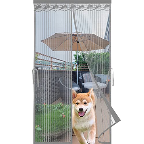Fliegengitter Tür Magnet 125x205 Cm – Insektenschutz Ohne Bohren, Grau, Für Balkontür & Schiebetür