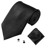Ist ein tolles Geschenk-----Herren Designer Krawatte - Box Set mit Einstecktuch, Manschettenknöpfe und Krawattennadel, handgenäht aus Mikrofaser Kunstseide in Verschiedene Farben