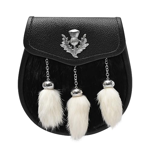 HIGHLAND REDSTONE Scottish Kilt Semi Dress Real leather Sporran