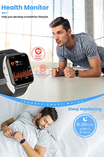 TagoBee-Smartwatch-HombreIP68-Impermeable-con-169-Tactil-Completa-Reloj-Inteligente-Hombre-Monitor-de-Sueno-PulsometroOxigeno-de-Sangre-Podometro-24-Modos-Deporte-Compatible-con-iOS-y-Android