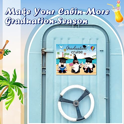 2 Pcs Large Graduation Cruise Door Magnet 8.46 X 10.82 Inch Summer Gnome Palm Tree Fridge Refrigerator Car Magnets Tropical Cruise Door Magnetic Decorations #TOP4