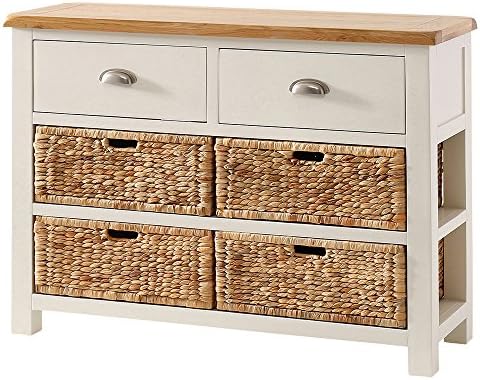 The Furniture Market Cotswold Cream Painted Large Console Table with Oak Top