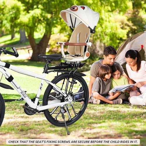 XIEEIX Rear Child Bike Seat, Adjustable Backrest Rear Bike Seat, Foldable and Rotatable Rear Mounted Child Bike Seat, New Comfortable Child Rear Seat, Suitable for Most Bicycle Rear Frames - Thumbnail 7