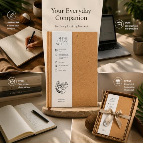 Image of Hardcover Notebook A5 | Premium Textured Diary for Writing, Office & Gifting | Coconut Husk Paper Cover | 160 Pages Ruled Journal