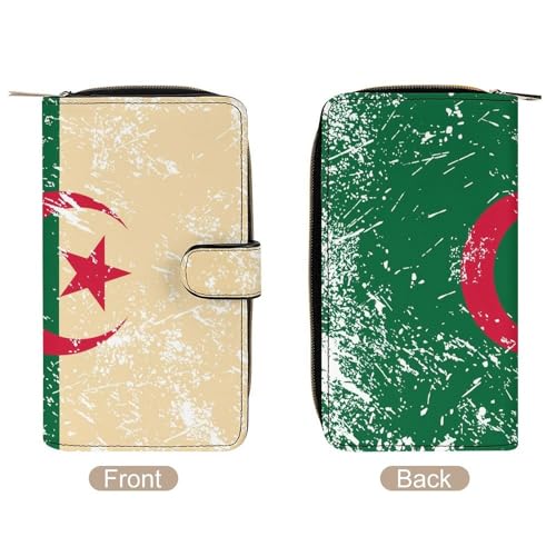 Vintage Algeria Flag Long Wallet for Women Men Purses Coin Pouch Credit Card Holder Organizer3