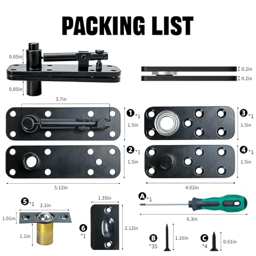 Hidden Pivot Door Hinge: Secret Bookcase Door Heavy Duty Invisible Hardware, Silent 360 Rotation Concealed Hardware, 570 LBS Load Capacity, Thickened Alloy Steel Pivot Hinge Kit for Bookshelf by CenfeiTooL - Image 2