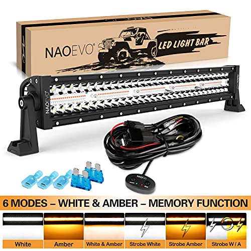Naoevo 22 Inch 6 Modes Led Strobe Light And Naoevo 4Inch Led Pods Light 3 Modes With Drl/Flashing Light Modes Led Light Bar Kit For Jeep Pickup Truck Boat Tractor Golf Cart #TOP1