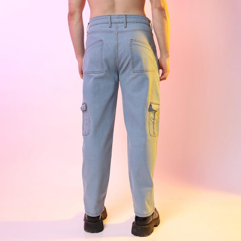 Image of CAHOOT Men's Denim Jeans Wear | Light-Wash | Button Closure | Regular Fit | Denim Jeans Crafted with Comfort Fit for Everyday Wear
