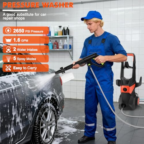 KAOLALI Hidrolimpiadora de Alta Presion, 3000W Presión de Trabajo, Caudal 336L/H, con Pistola Pulverizadora, Manguera De 10 m, 4 Boquilla, para Coches, Vallas, Patios - imagen 6