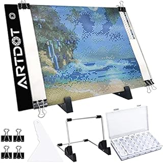 ARTDOT A4 Light Pad for 5D Diamond Painting Kits, Adjustable Brightness Light Board with Diamond Art Accessories and Tools (23.5 x 33.5cm)