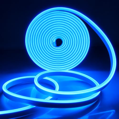 Image of AirSky 600LED Neon Rope Light 16.4FEET | 12V Adapter for Home, Bedroom, Gaming Room, Wall Decor | Flexible Silicone | Continuous Dot-Free Glow | 5 Meter | (Blue)