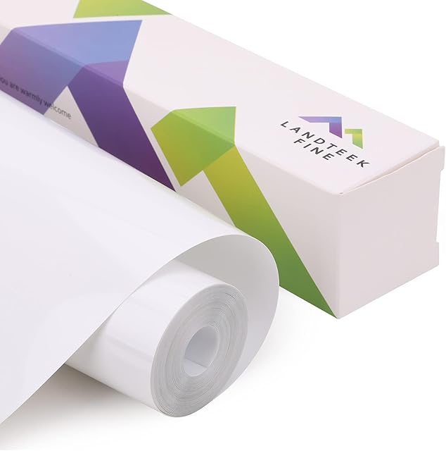 White Heat Transfer Vinyl Roll - 12ich x 20Feet White Iron on Vinyl Roll, White HTV Vinyl for T-Shirt Clothing and Other