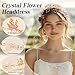 ZPEXRV Flower Girl Headpiece, Bridal Headband,Flower Girl Hair Accessories, Princess Crystal Pearl Hair Accessories, Suitable for Teenage Girls and Women （pink）