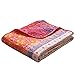 Exclusivo Mezcla Cotton Boho Stripe Quilted Throw Blanket, Reversible Colorful Printed Paisley Quilt Blanket, 50X60 Inch, Machine Washable and Dryable, Pink