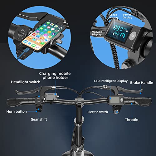 Auloor Folding Electric Bike,400W Electric Commuter Bikes Ebike 16'' Electric Bicycle With 48V 12.8Ah Battery, 20Mph Adults/Teens City E Bike #TOP5