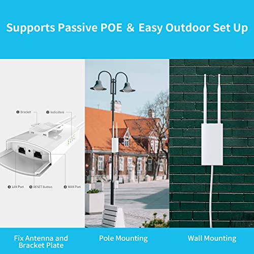 Two Gigabit Ports Outdoor Wifi Extender Wireless Access Point 48V Poe Adapter Ip66 Weatherproof Ac1200 Dual Band 2.4G 5Ghz Wifi Access Point 4Modes, Covers Up To 600Ft&120+ Devices, Outdoor Repeater1 #TOP5