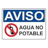 Easy to hang. mefoll Safety Signs Outdoor Wall Art Decor Notice Agua No Potable OSHA Warning Tin Metal Sign Notice Security Sign Street Decor 8x12 by
