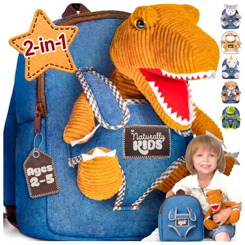 Naturally KIDS Toddler Backpack w. Plush Dinosaur Toy, Kids...