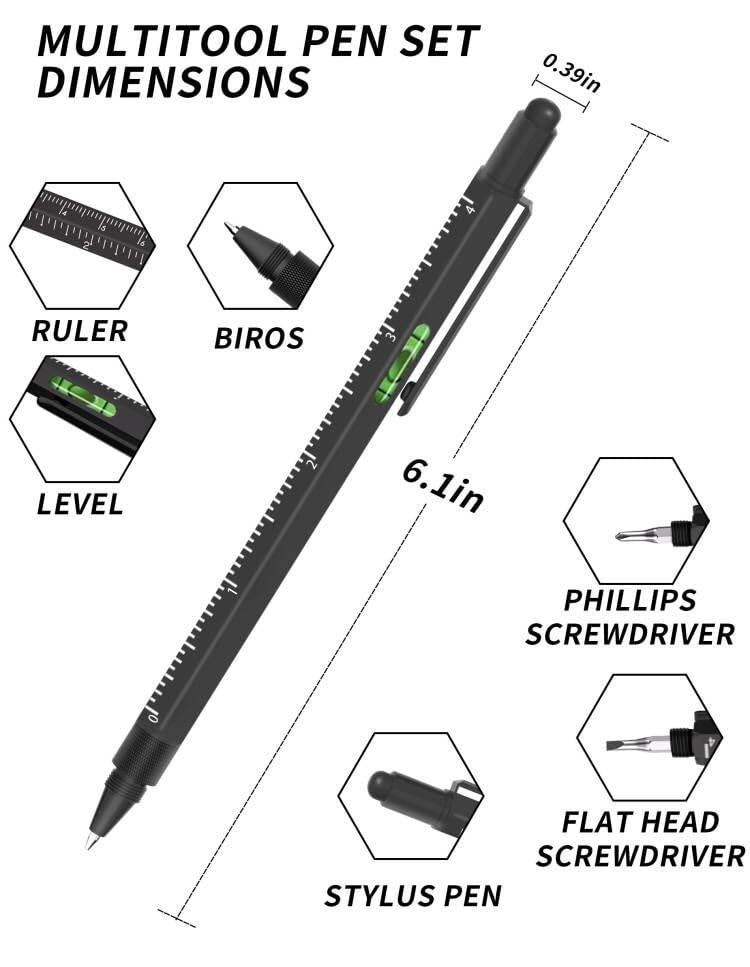 MEIRUBY Fathers Day Dad Gifts for Mens, Fathers Day Gifts from Daughter Son Wife, 6 in 1 Multitool Pen, Cool Gadgets for Men, Christmas Birthday Gift for Men Dad Who Want Nothing