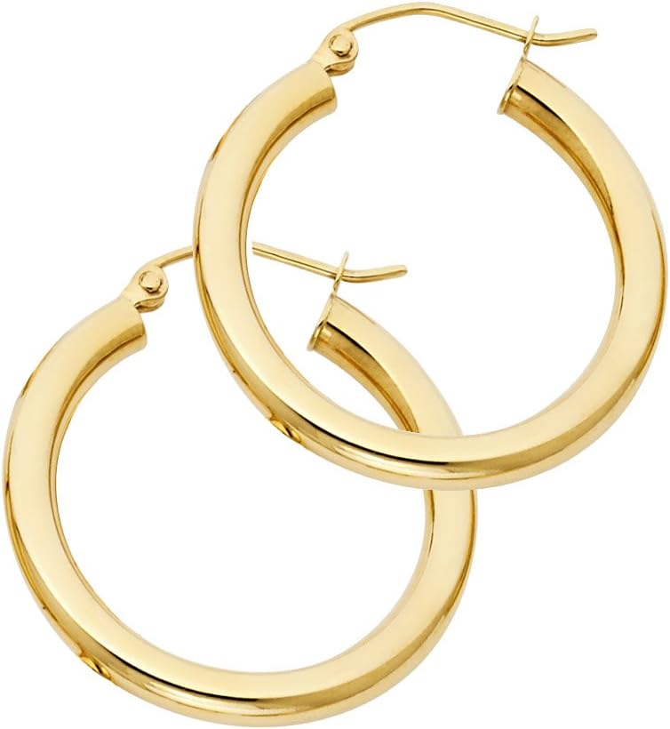 14k Yellow Gold 3mm Thickness Hoop Earrings (24mm Diameter)
