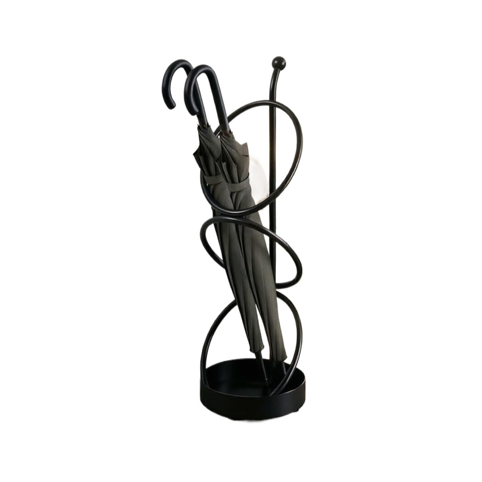 Lizhuzhuzs28 Black Freestanding Creative Triple-Ring Spiral Umbrella Stand: Forged Iron Freestanding Home Storage Rack Office(Black)