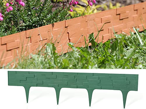 GardenPlast® StonePalisade - Rasenkante Gartenpalisade Beetumrandung SteinOptik - 3,95m, Grün Cover
