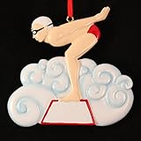 Boy Swimmer Personalized Christmas Tree Ornament