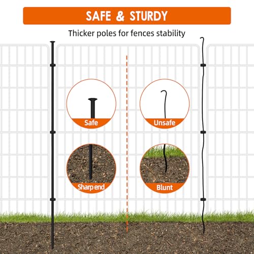 Image of 15 Panels No Dig Fence with Gate, 32 in(H) X 36 ft(L) Garden Decorative Fence Animal Barrier for Dogs, Rustproof Metal Garden Edging Border for Outdoor, Yard, Patio, Black