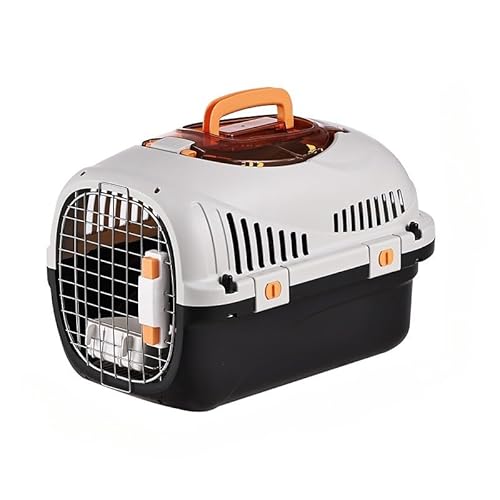 「NexPon」ペットキャリー 猫 キャリーケース 犬・猫用 天窓付きエアボックス、 ペット用 猫 キャリーバッグ 犬 キャリーケース 航空輸送ボックス 旅行 おしゃれ 小型犬 防災 グッズ ハウス 散歩 プラスチック (ブラックB)
