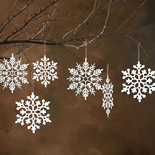 HERZWILD 36pcs Christmas Snowflake Ornaments 10CM Plastic Snowflake Hanging Decor White Snow Ornament for Christmas Tree Decorations(36pcs) - Image 3