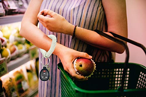 Image of Lucky Line 2 inch Spiral Wrist Coil with Steel Key Ring, Flexible Wrist Band Key Chain Bracelet, Stretches To 12 inch White, 10 Pack (41090)