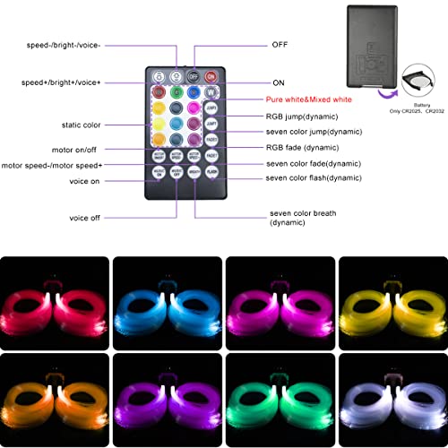 Image of AZIMOM Twinkle Dual Port 20W Fiber Optic Star Ceiling Light Kits 600pcs 0.03in 9.8ft Fiber Strands Sound Activated APP Bluetooth Remote Control Home Indoor Car Starlight Headliner Ceiling Decor