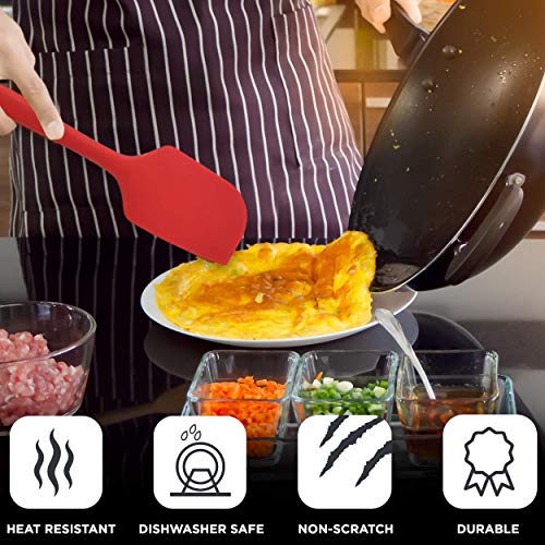 Kaluns Spatula, Silicone Spatula, 4 Rubber Spatulas and One Kitchen Tongs, Heat Resistant Spatula Set, Nonstick Seamless Design with Stainless Steel Core, Kitchen ToolS